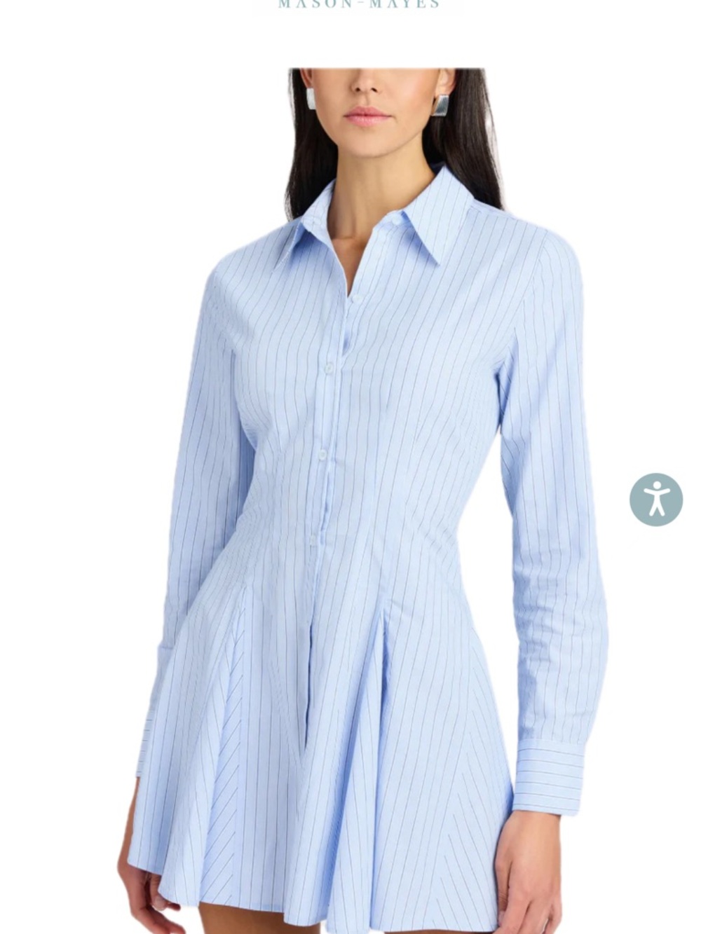NWT Generation Love Light Blue Pinstripe Button-Front Shirt Dress